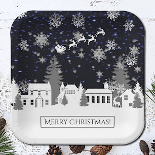 Christmas Village Paper Plate