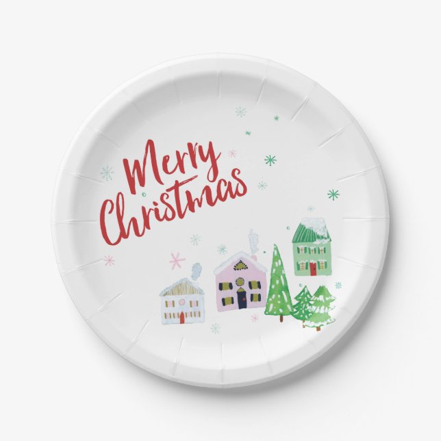 Christmas Village Paper Plate (Front)