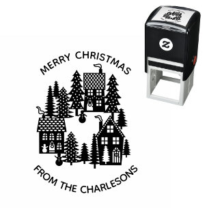 Christmas Village Personalised Holiday Self-inking Stamp