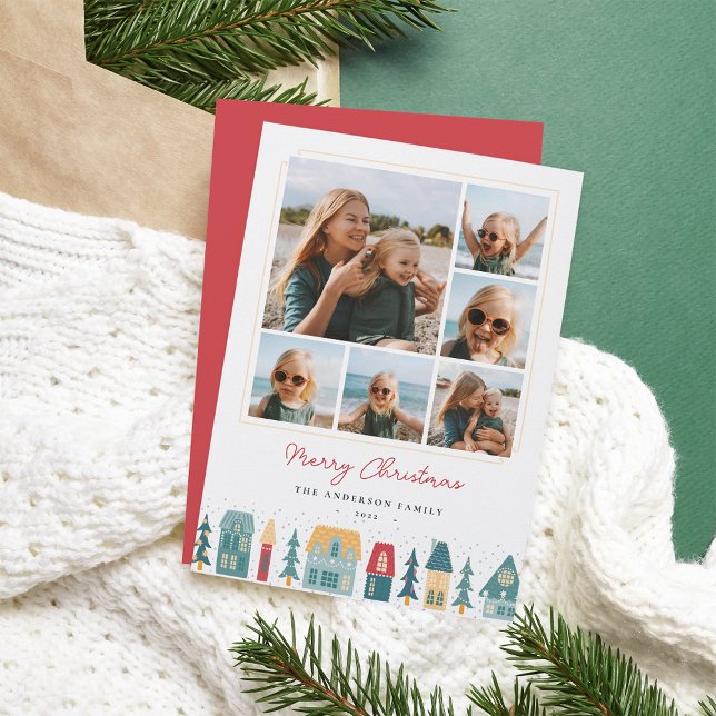 Christmas Village Photo Collage Holiday Card (Creator Uploaded)