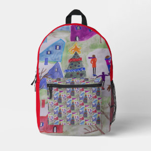 Christmas Village Printed Backpack