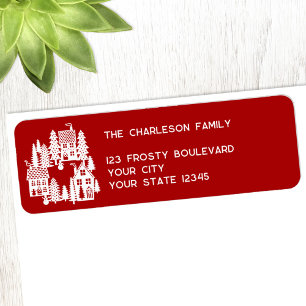 Christmas Village Red and White Return Address