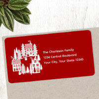 Christmas Village Red and White Return Address