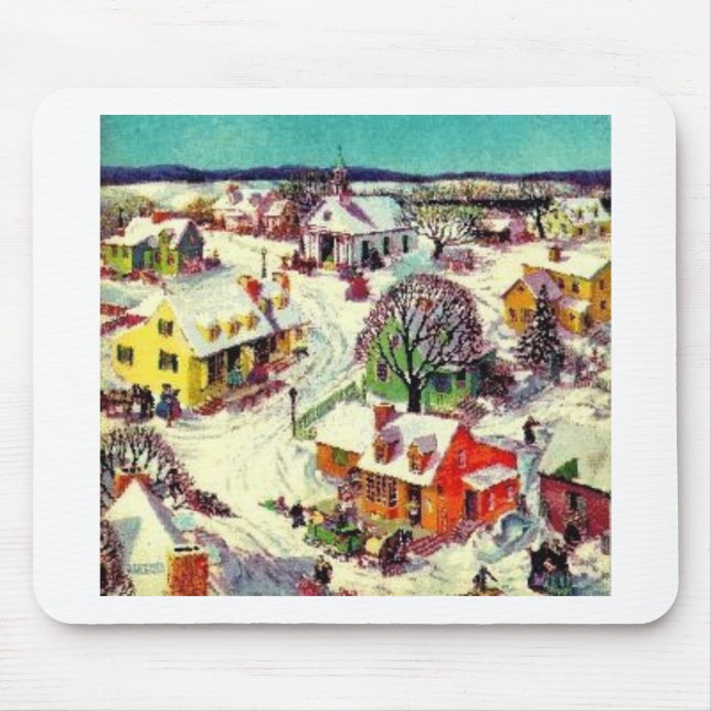 Christmas Village Scene Mouse Mat (Front)