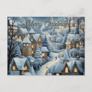 Christmas Village Scene Postcard
