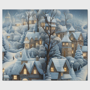 Christmas Village Scene Wrapping Paper