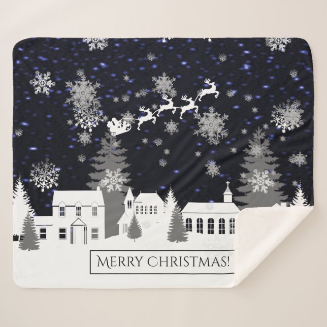 Christmas Village Sherpa Blanket (Front (Horizontal))