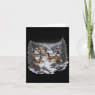 Christmas Village Town Holiday Winter Scene Festiv Card