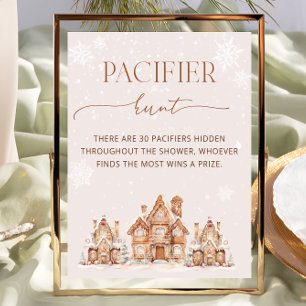 Christmas Village Winter Baby Shower Pacifier Hunt Poster