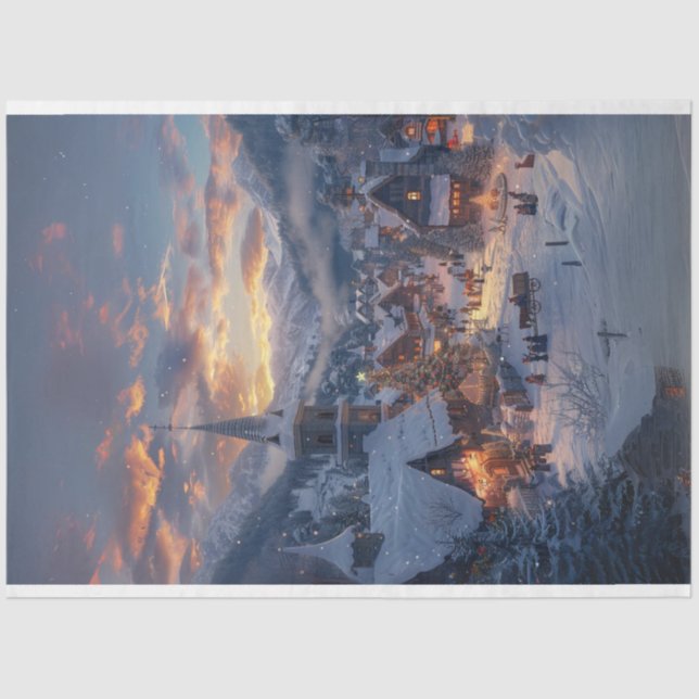 Christmas Village Winter Wonderland #2 Decoupage Tissue Paper (Front)