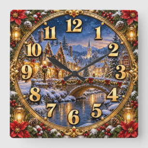 Christmas Village Winter Wonderland Clock