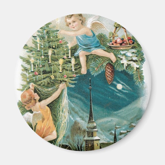 Christmas Village with Angels Magnet (Front)