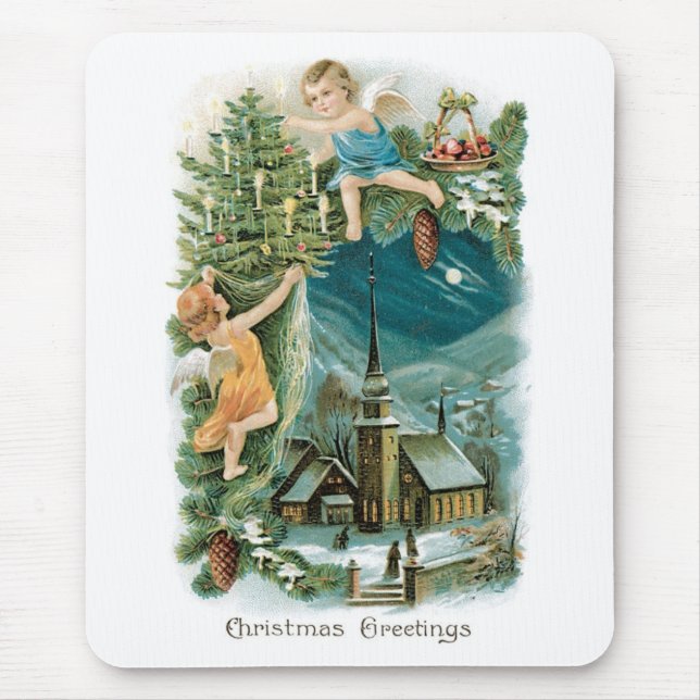 Christmas Village with Angels Mouse Mat (Front)