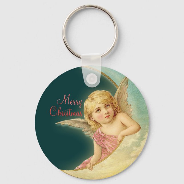 Christmas Vintage Angel CC0254 Button Keychain (Front)