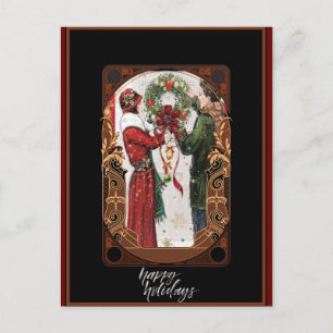 Christmas Vintage Art Deco Couple Postcard