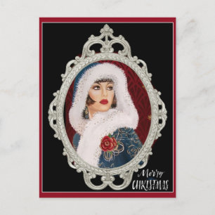 Christmas Vintage Art Deco Elegant Woman Postcard