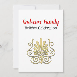 Christmas Vintage Art Deco Gold Plume Arabesque Invitation
