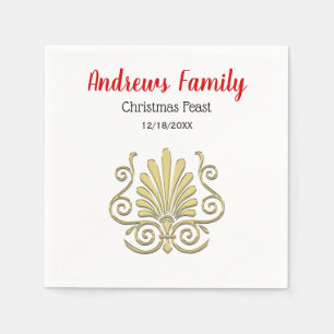 Christmas Vintage Art Deco Gold Plume Arabesque Napkin
