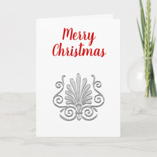 Christmas Vintage Art Deco Silver Plume Arabesque Holiday Card