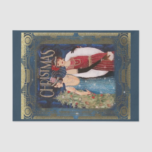 Christmas Vintage Art Deco Tissue Paper (Front)