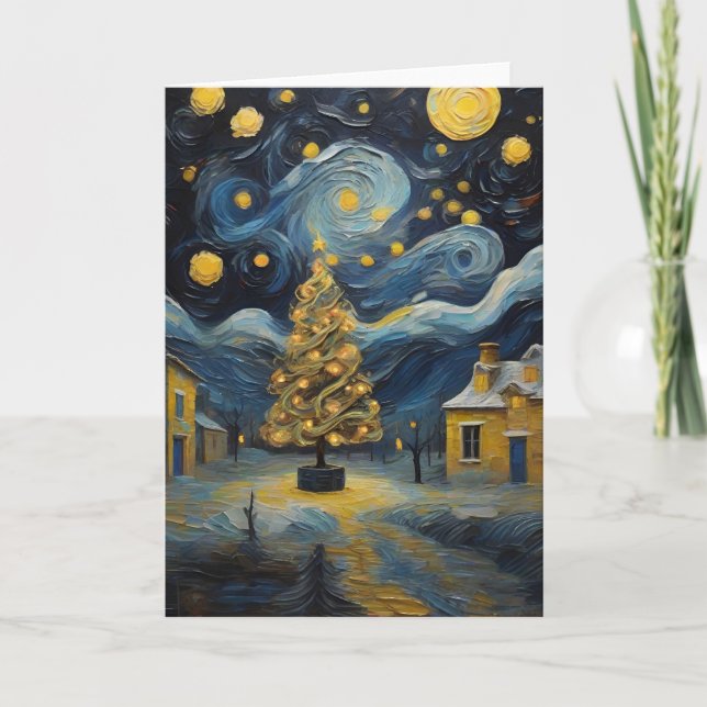 Christmas Vintage Art Inspired by Van Gogh Card (Front)