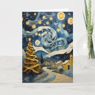 Christmas Vintage Art Inspired by Van Gogh Holiday Card
