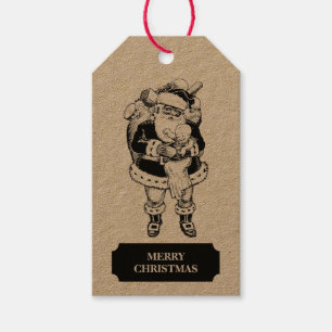 Christmas Vintage Black White Santa & Baby Gift Tags