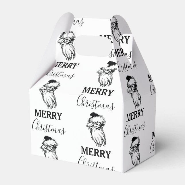 Christmas Vintage Black White Santa Claus Favour Box (Front Side)
