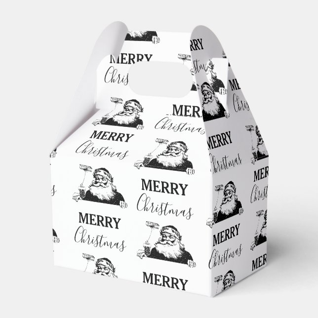 Christmas Vintage Black White Santa Claus Favour Box (Front Side)