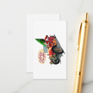 Christmas vintage car enclosure card