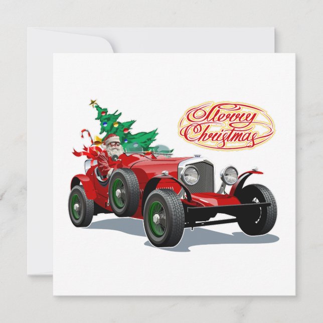 Christmas vintage car invitation (Front)