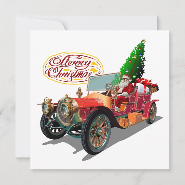 Christmas vintage car invitation (Front)
