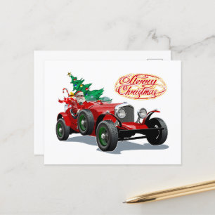 Christmas vintage car postcard