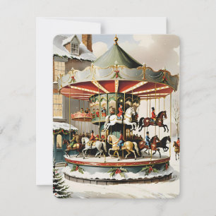 christmas vintage carousel design card