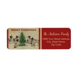 Christmas Vintage Dogs Return Label
