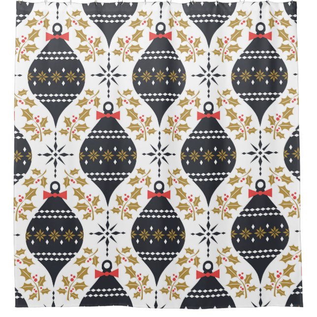 Christmas Vintage Festive Pattern Shower Curtain (Front)