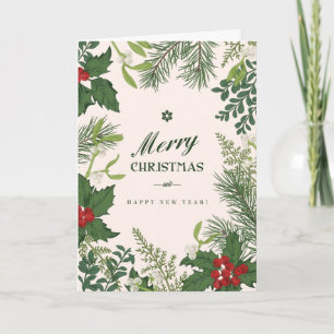 Christmas Vintage Floral   Photo Holiday Card
