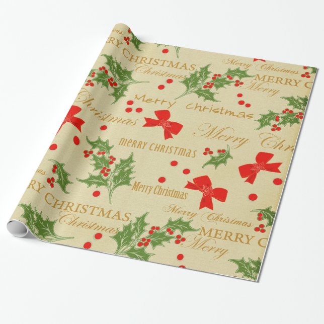 Christmas vintage gift wrapping paper (Unrolled)
