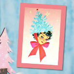 Christmas Vintage Girl Wearing Tree As Hat Holiday Card<br><div class="desc">Christmas Vintage Girl Wearing Tree As Hat Holiday Card.</div>