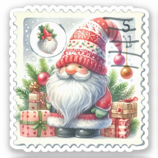 Christmas Vintage Gnomes Postage Stamps (Front)