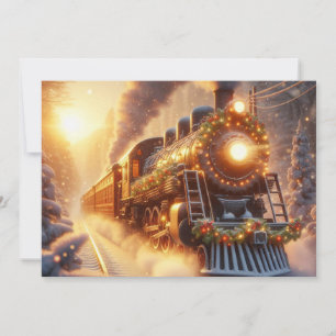 Christmas Vintage Holiday Train Snowy Winter Announcement