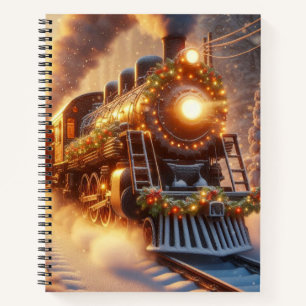 Christmas Vintage Holiday Train Snowy Winter Notebook