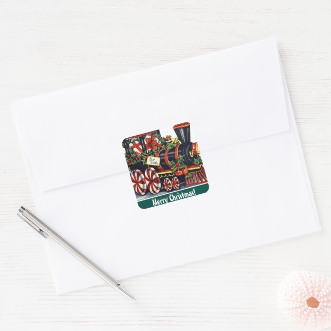 Christmas Vintage Holiday train sticker (Envelope)