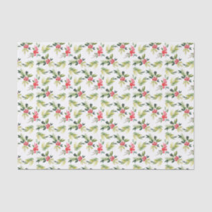 Christmas Vintage Holly, Berry & Pine Pattern Tissue Paper