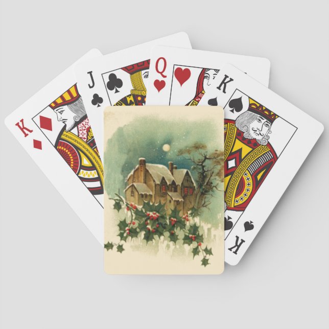 Christmas Vintage Illustration-Holly Playing Cards (Back)