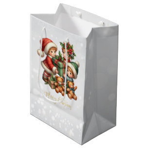 Christmas Vintage Kids Gifts Merry Christmas Medium Gift Bag