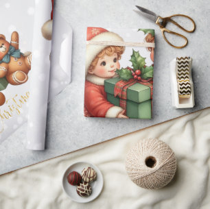 Christmas Vintage Kids Gifts Merry Christmas Wrapping Paper