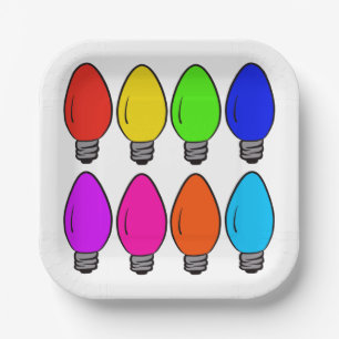 Christmas Vintage Lightbulbs Paper Plate