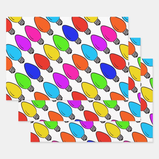 Christmas Vintage Lightbulbs Wrapping Paper Sheets (Set)
