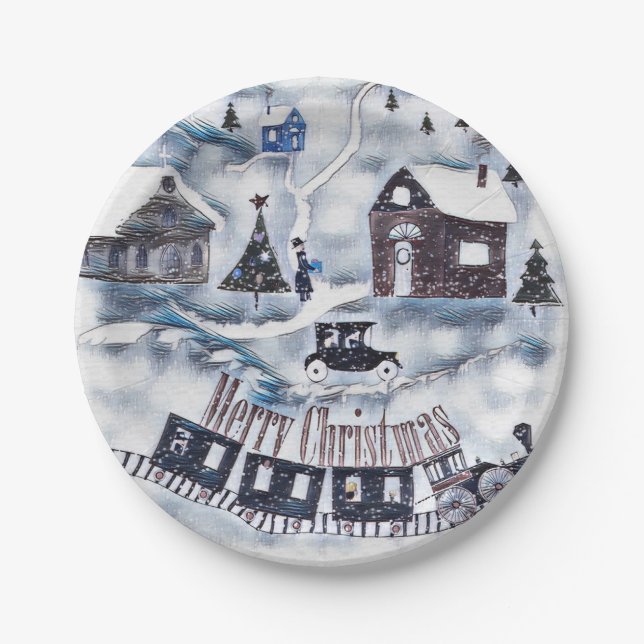 Christmas , Vintage Paper Plate (Front)